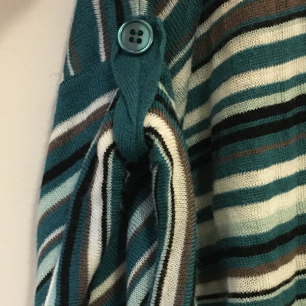 NWT Ricki's Retro Striped V-Neck Rolled Cuff Rayon Sweater - Picture 6 of 16